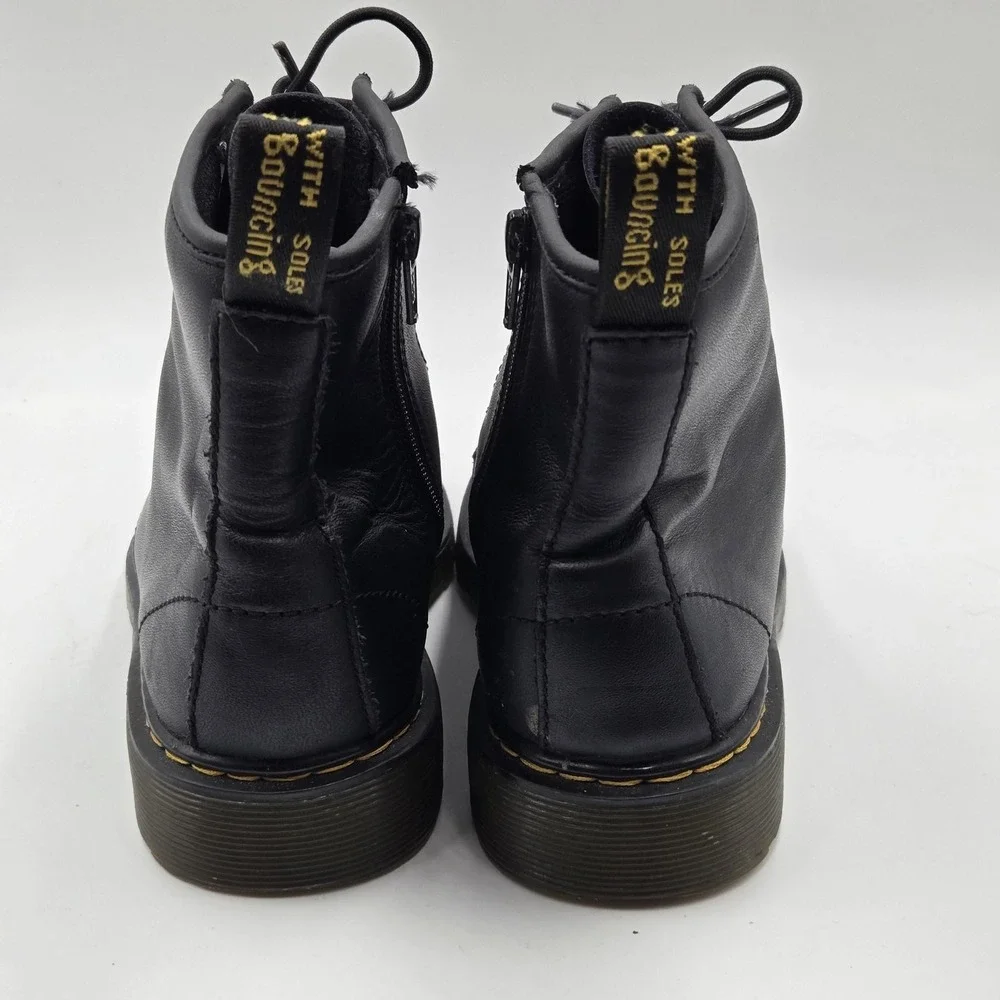 Dr. Martens Boots Youth Size 4 Black 1460 J Leather Combat Side Zip Lace Up
